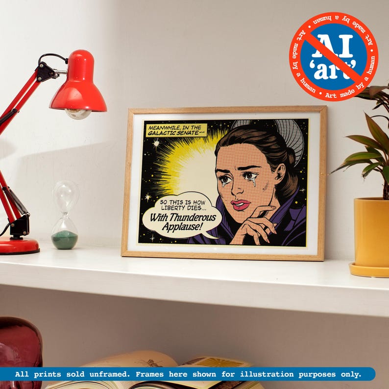 A4 Art Print, 'With Thunderous Applause' - Star Wars, Padme Amidala, Prequel Trilogy, Pop Art, Silver Age Comic Book, Natalie Portman image 3
