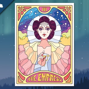 A4 Art Print 'The Empress' - Star Wars, Padme Amidala, Tarot, psychedelisch, jaren 60, 70, The Phantom Menace, Natalie Portman, Naboo, prequels