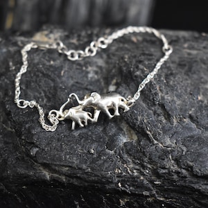 925 Silver Elephant Bracelet Elephant Armband Elephant Jewelry Mom & baby Elephant Bracelet Gift For Her Elephant Bangle Silver Armband