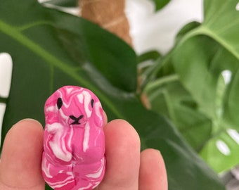 Pink Tri-colour Marbled Polymer Clay Lop Bunny