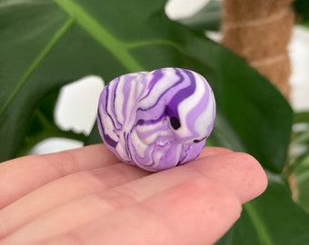 Purple Tri-colour Marbled Polymer Clay Lop Bunny