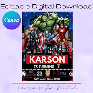 Superhero Birthday Invitation - Digital Download