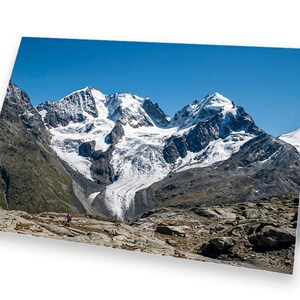 Carte photo/carte de vœux - Groupe de la Bernina avec le glacier de Tschierva