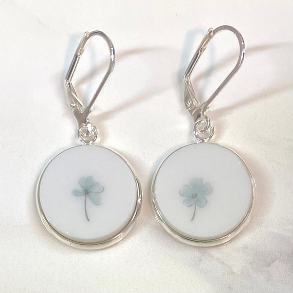 Pendientes de placa rota Noritake de 1960/70, Alouette, 20 aniversario, joyería de porcelana rota, joyería de porcelana rota, joyería de placa rota