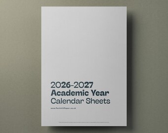 2026-2027 Academic Year Calendar Sheets, A3 Size, Individual Pages