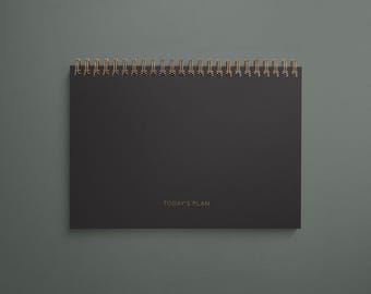 A5 Today's Plan Notebook, Mocha Colour Cover, Daily Planner, Planning Notepad, Stationery Gift