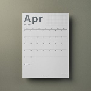 Large Monthly Wall Planner, A3 Calendar Sheets, 2024 Calendar, Start Any Month, Individual Sheets, Wall Calendar for Home or Office