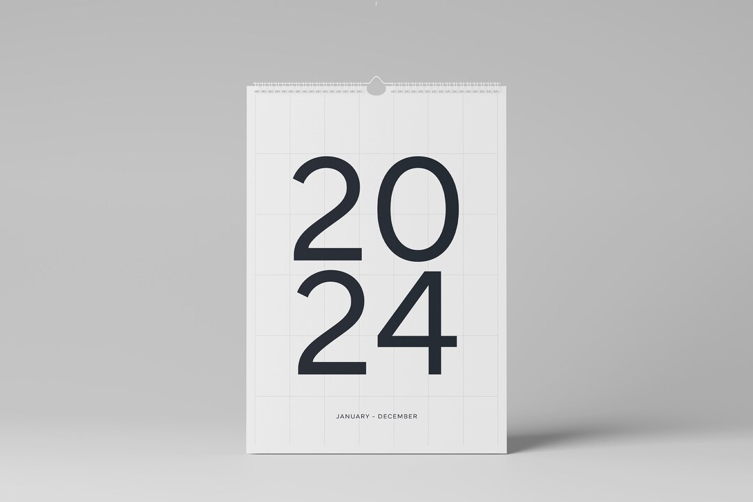 2024 Hanging Wall Calendar, 12 Month Calendar, Large Numbers, A4