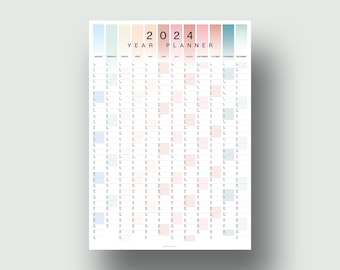 2024 Coastal Colour Wall Calendar,  2024 Year Planner, Monthly Planner, Portrait Wall Planner