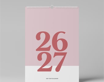 2026 - 2027 Mid Year A3 Hanging Calendar, Blush