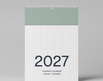 2027 A4 Wall Calendar, Coastal Colours