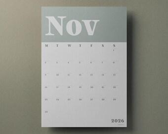 A3 Calendar Sheets 2026-2027, Monthly Planner Sheets with Flexible Start Month, Individual Pages