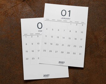 2027 Wall Calendar Sheets, A3 Size, Large Numbers