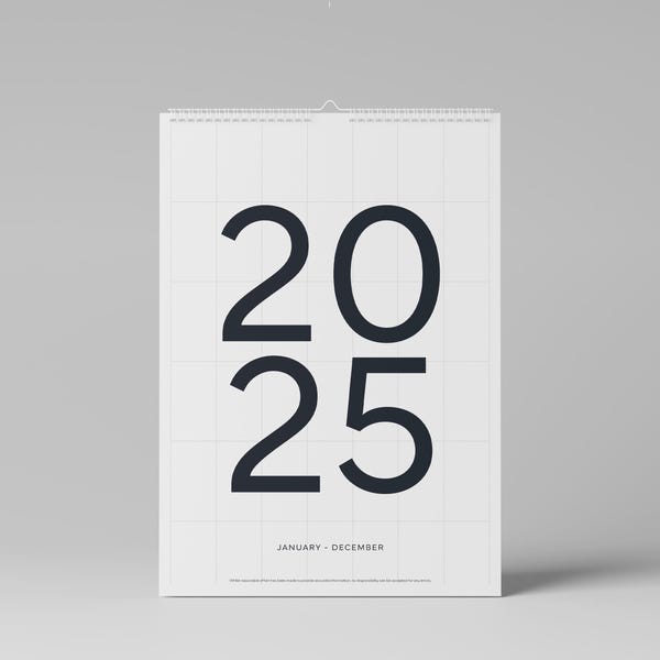 2025 Wall Calendar, A3 or A4 Size, 12 Month Wall Hanging Calendar, Large Numbers