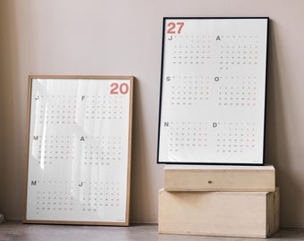 2027 Poster Calendar, A2 Size with Red