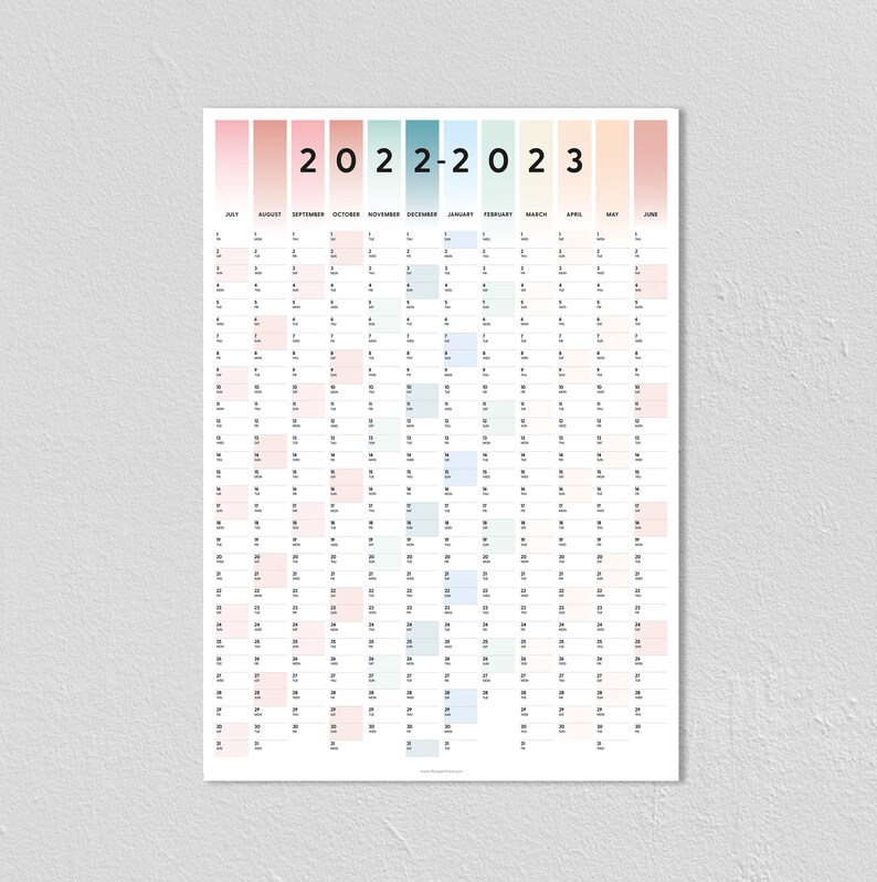 2022 2023 Mid Year Planner Wall Calendar Monthly Planner Etsy