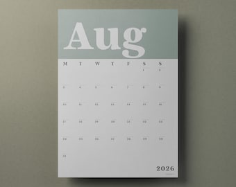 A3 Calendar Sheets 2026-2027, Monthly Planner Sheets with Flexible Start Month, Individual Pages