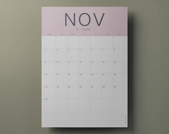 2026-2027 Wall Calendar Sheets, Coastal Colours, A3 Size