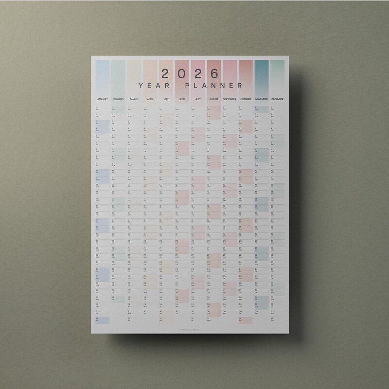 Colours 2026 Wall Calendar - Etsy UK