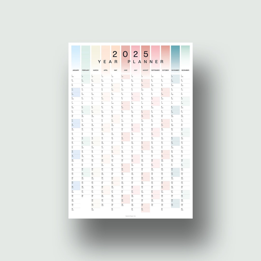 2025 Coastal Colour Wall Calendar Year Planner Monthly - Etsy UK