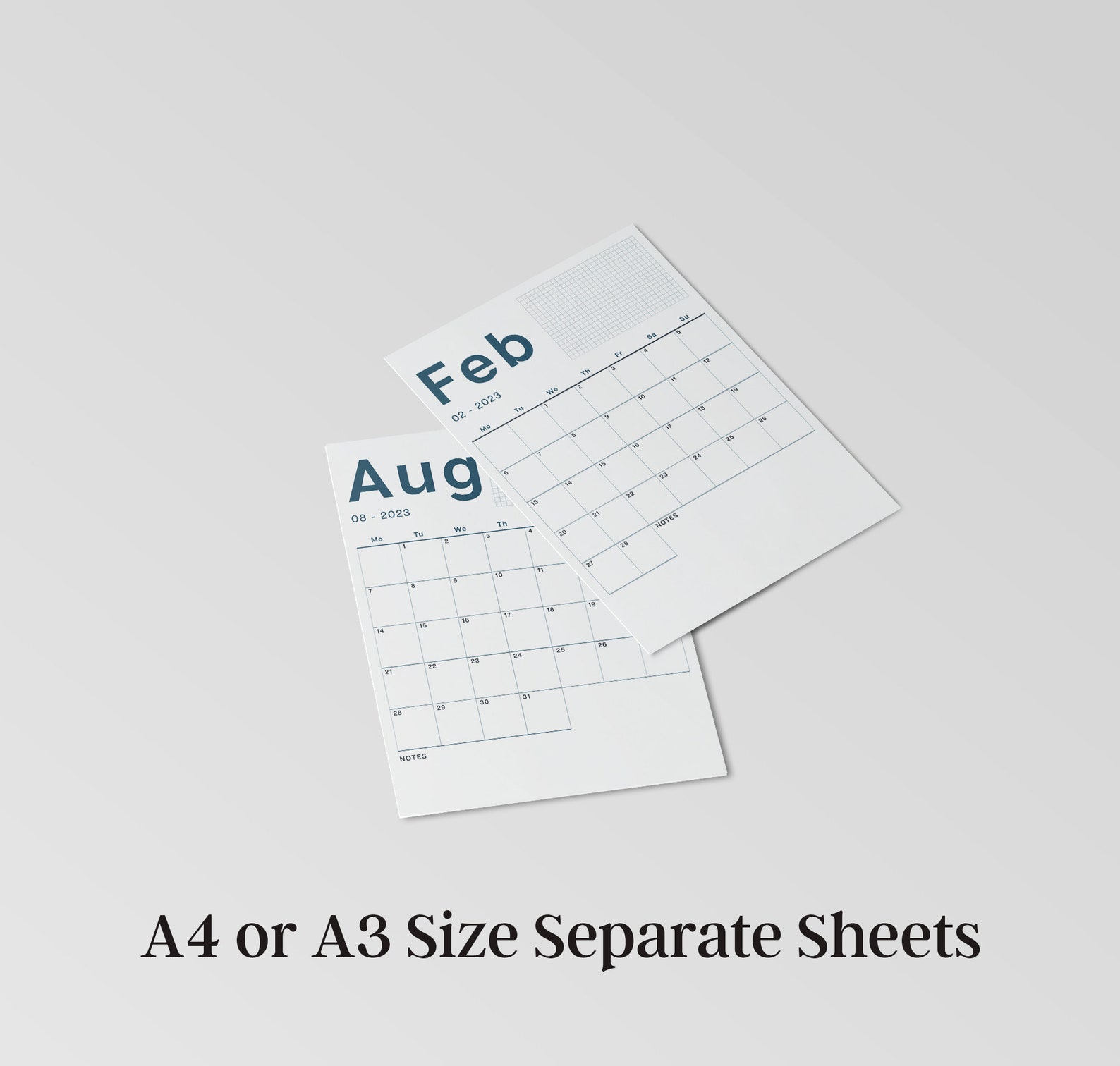 2023 Wall Calendar Large Numbers Full Year Calendar Etsy UK