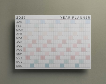 2027 Large Colour Wall Planner, Coastal Colours