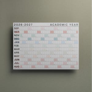 2026-2027 Academic Wall Planner – Coastal Colours B2 Study Calendar