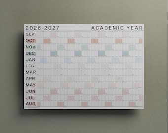 2026-2027 Academic Wall Planner – Coastal Colours B2 Study Calendar