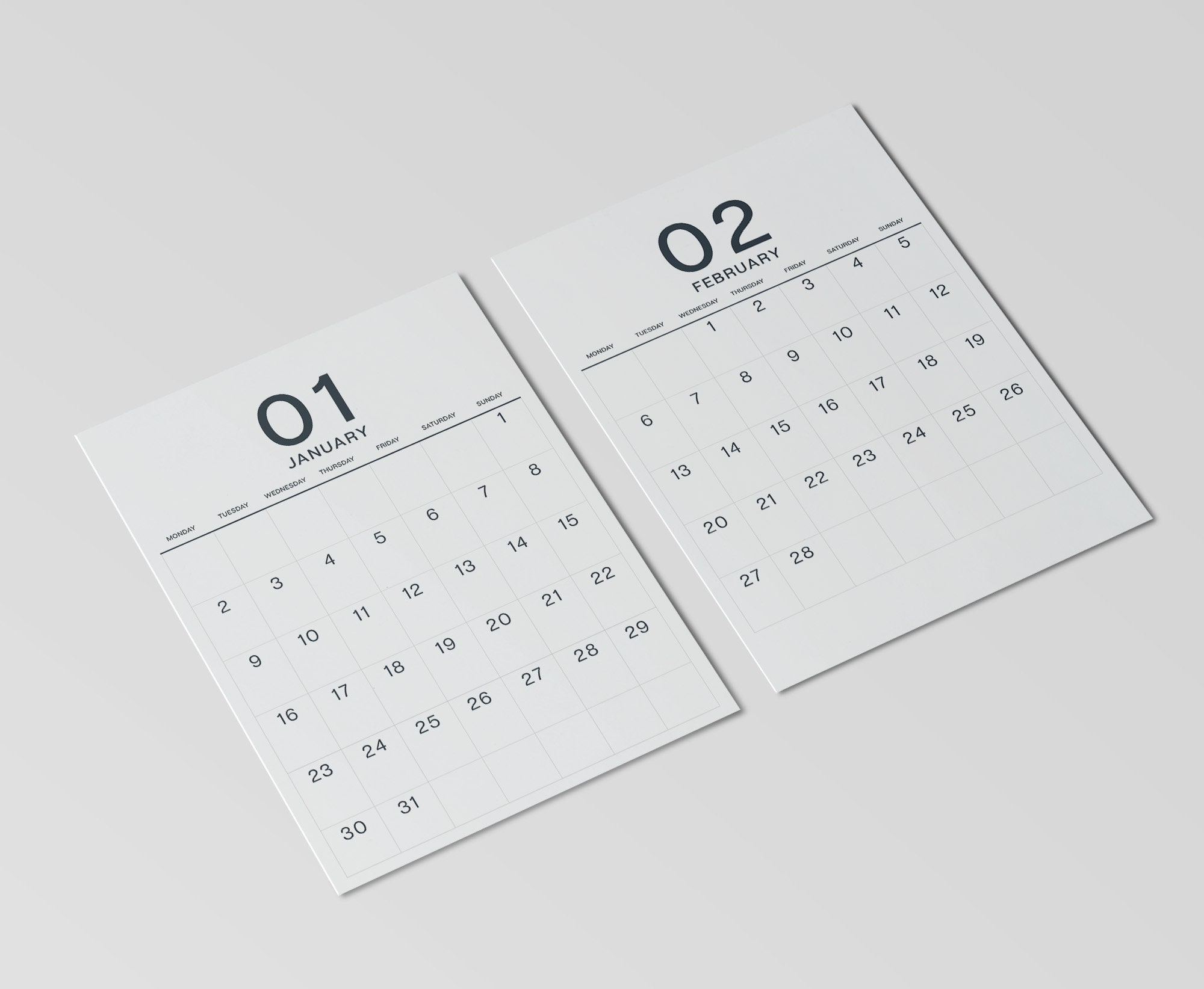 2023 Wall Calendar Large Numbers Full Year Calendar Etsy UK