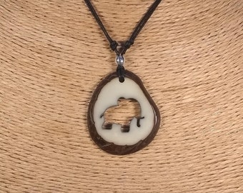 Carved Elephant Tagua Nut Necklace, Tagua Necklace, Vegan Necklace, Ethical Necklace, Natural Necklace, Macrame Necklace, Tonsai 2