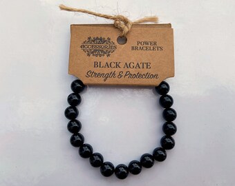 Black Agate Bracelet for Strength and Protection | Healing Gemstone Jewellery