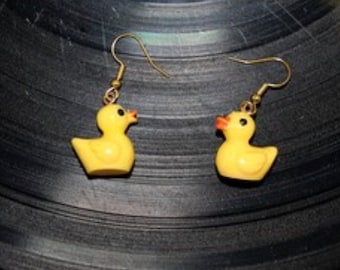 Tiny Yellow Duck charm Earrings