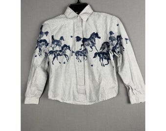 Camicia da cowboy/ropper per ragazzi, taglia 10, stile western, cavalli, cowboy, rodeo, con colletto, modello 3824
