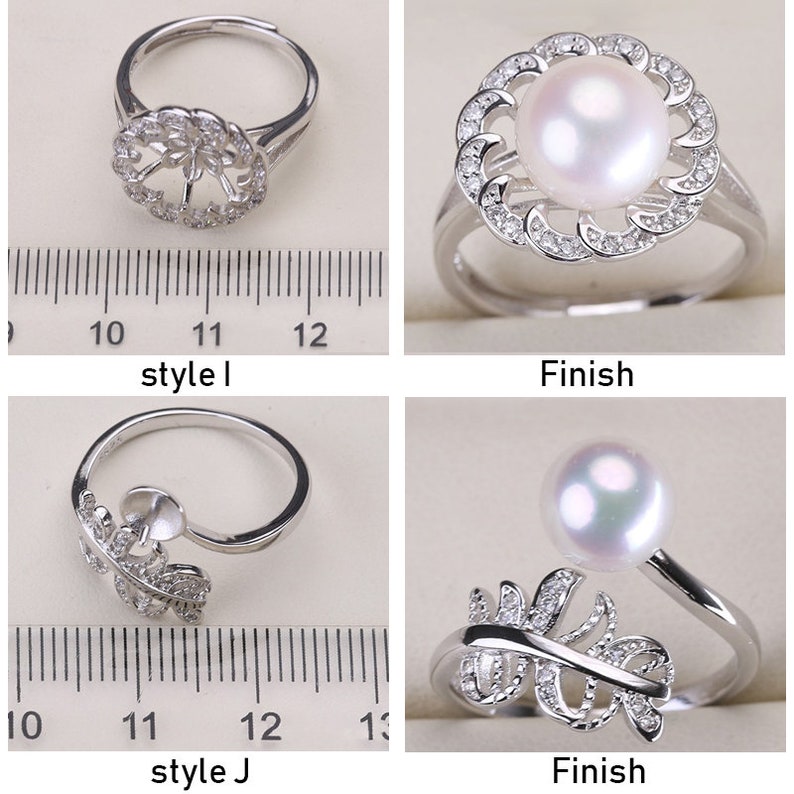 Pearl Ring Settings 925 Sliver Rings for Women 14 Styles Mix DIY Rings Adjustable Size Ring Settings Christmas Gift Wholesale Jewelry