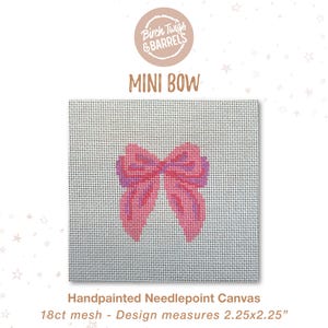 Mini Pink Bow Hand-Painted Needlepoint Canvas