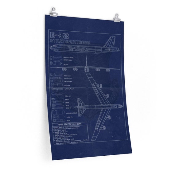 B 52 Vintage Style Blueprint On Premium Matte Etsy