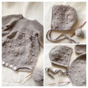 2 Crochet Patterns - Romper + Bonnet Baby/Toddler Little Dotty Outfit