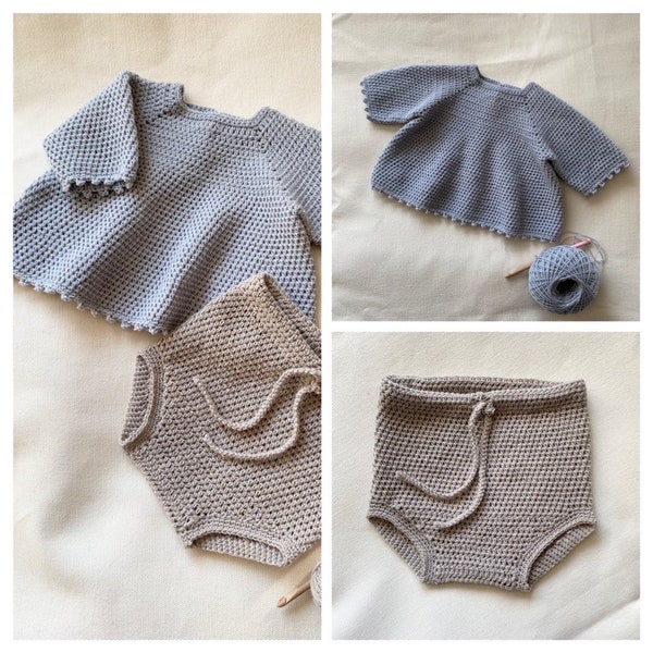 2 Crochet Patterns Baby Set: Bloomers + Top Little Coco