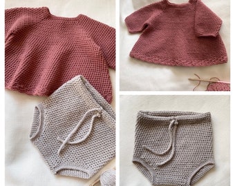 2 Crochet Patterns Baby Set: Bloomers + Top Little Millie