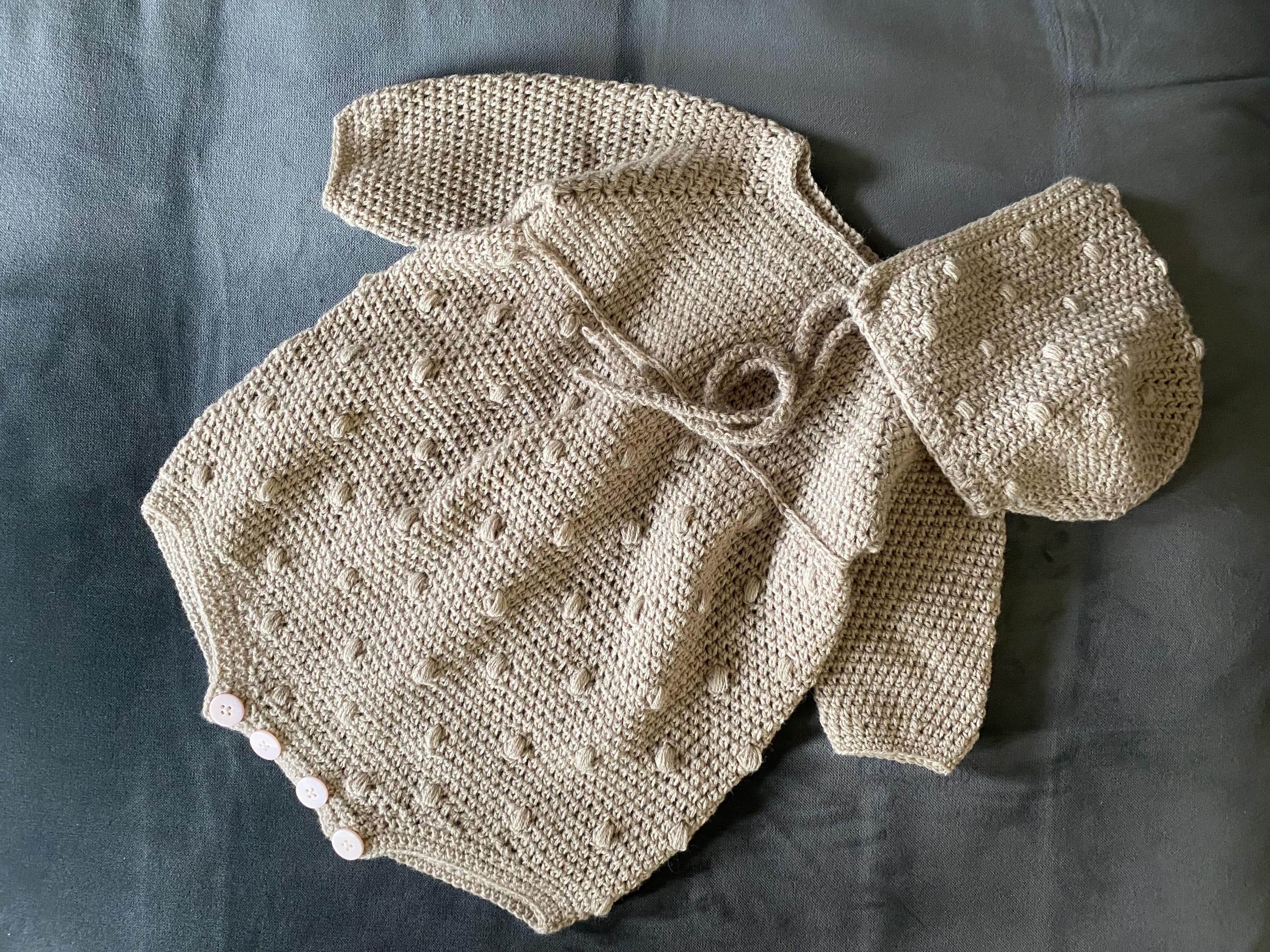 2 Crochet Patterns - Romper + Bonnet Baby/Toddler Little Dotty Outfit