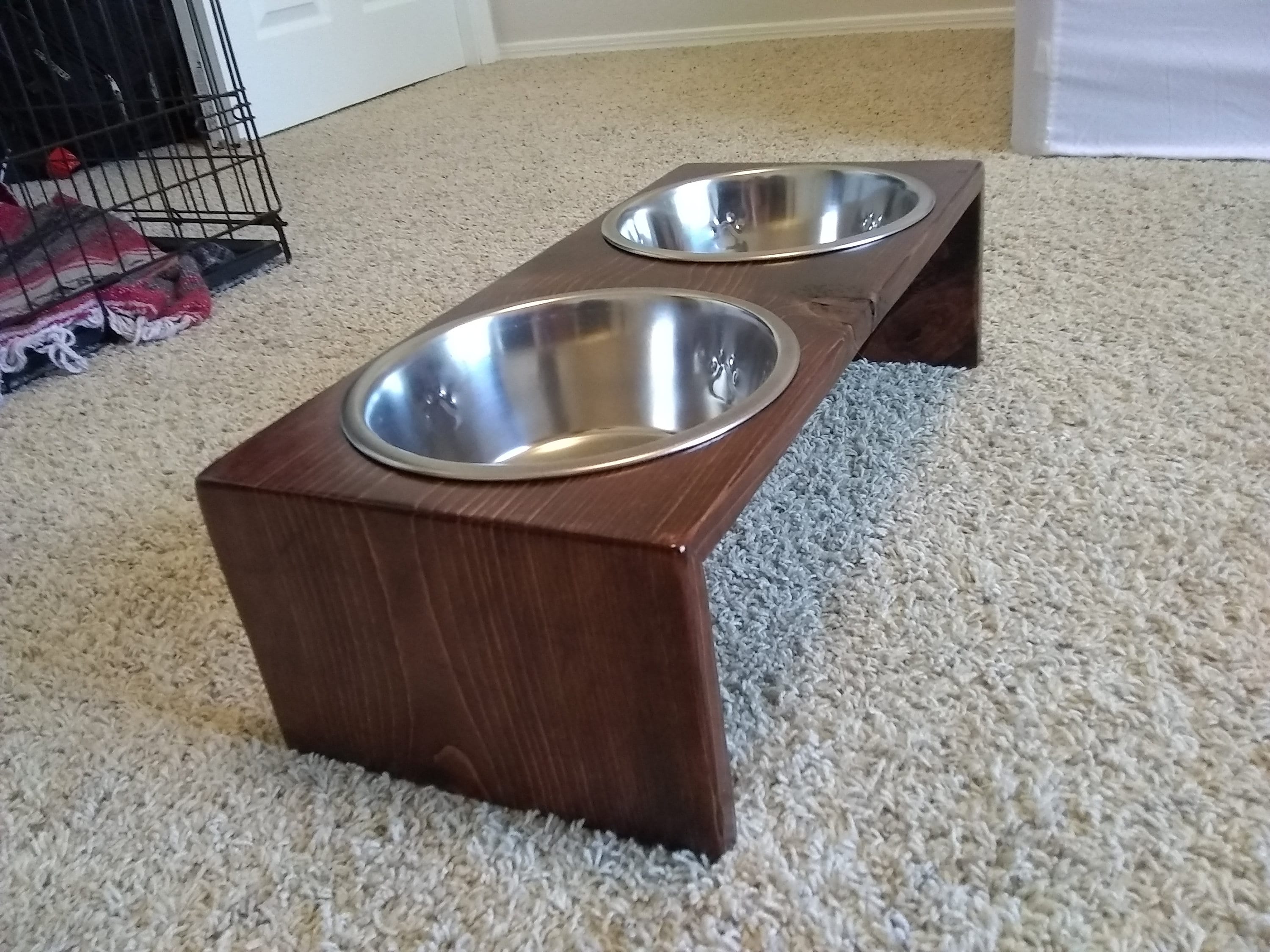 Handmade Wooden Dog Bowl Holder Etsy