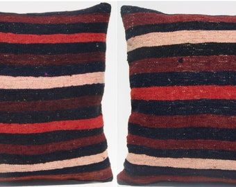 durable cushion kurdish kilim pillow cover made pillow case square vintage  kelim rugs 24"x24"