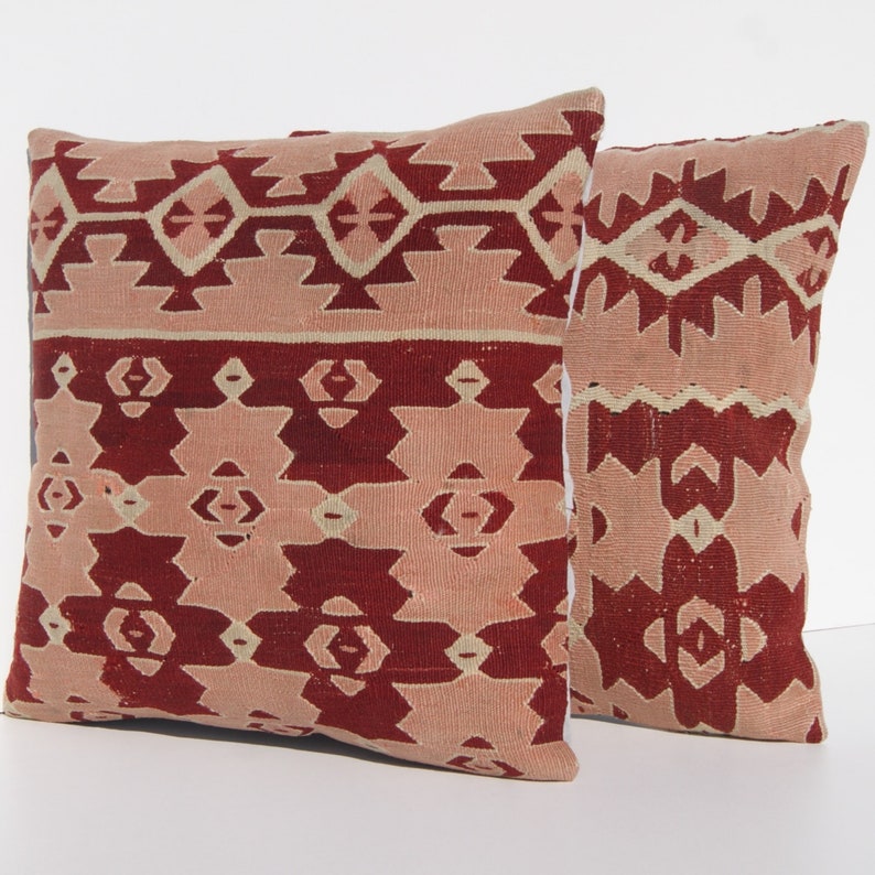 Garden pillow case Sharkkoy kilim pillow covers 2 pillows handmade kilim pillow cover square pillow 16x16 2 kilim rug
