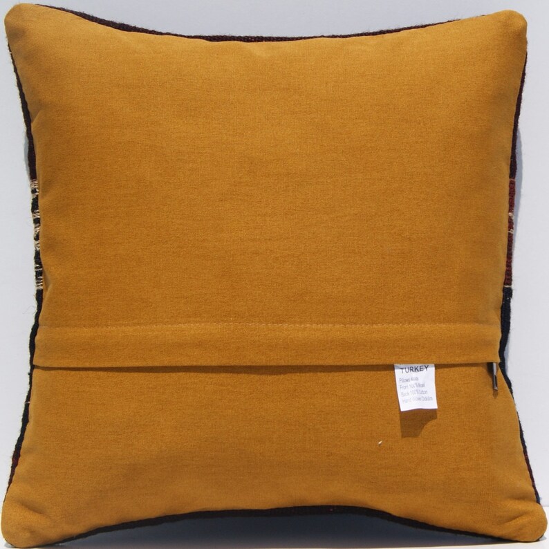 14x14 Hand Woven Rug Pillow Case Kurdish Kilim Pillow Cover Handmade