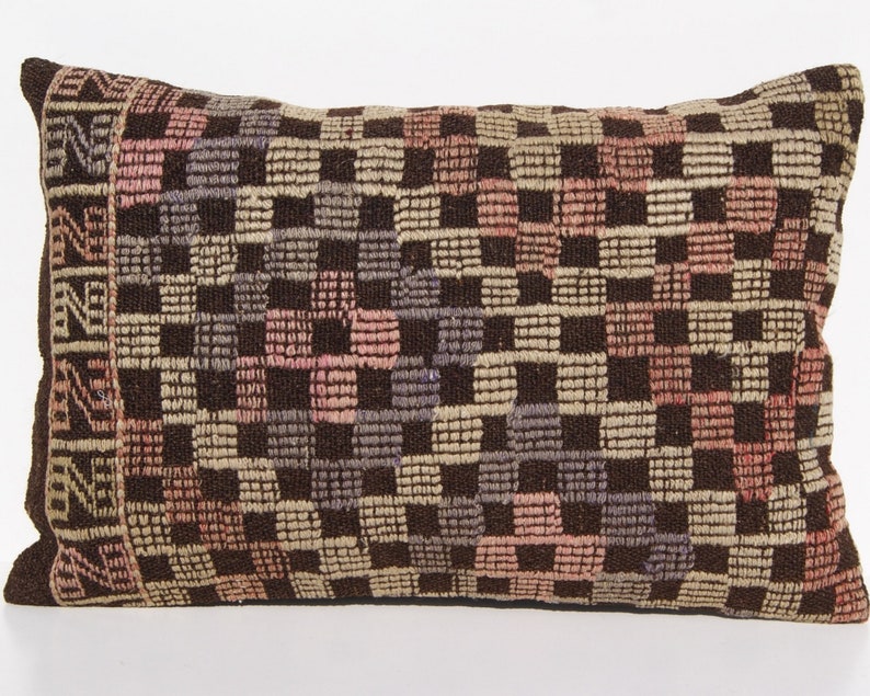 Turkish Embroidered 24x16 Turkish 2 cushion,rectangle weaving p\u0131llow case handmade 2 kilim rug