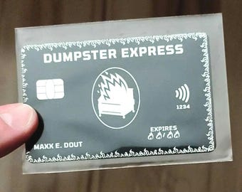 Dumpster Express Spoof Card - Silver Foil Novelty Gag Gift - Funny Trash Fire
