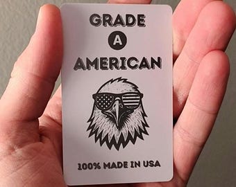 Official American Patriot Card – Funny Novelty ID Card with Freedom Nutrition Facts – Silver Foil White PVC Credit Card Size
