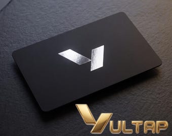 Vultap NFC Business Card PVC | Silver Logo, QR Code | Pre-Programmed Stateless Contact Card (No Fees)