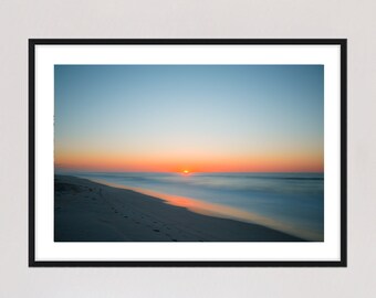 Colorful Beach Print, Sunset Beach Photography, Ocean Print, Beach House Coastal Decor, Large Wall Art, Framed Art Print, Surf Print