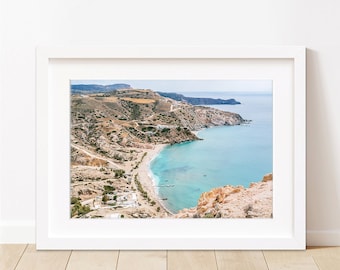 Greek Island Art, Milos Greece Landscape, Blue Wall Art, seascape art, Coastal Travel Photography, Greece art print, Aegean Sea photograph